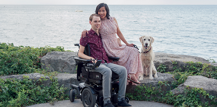 Sean Murphy and Lhanie Rose Tamayo with their dog.